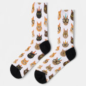 Lustige Katzengesichter Muster Crew Socken (Linkes Detail)