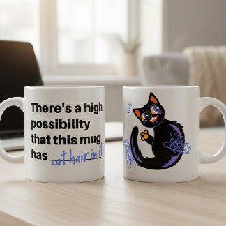 Lustige Katzenhaare drin Freche schwarze Katze Kaf Kaffeetasse