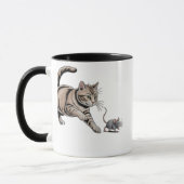 Lustige Katzenjagd-Illustration Tasse (Links)