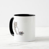 Lustige Katzenjagd-Illustration Tasse (Vorderseite Links)