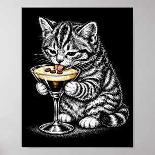 Lustige Katzenkaffee Schwanz Schwarze Tinte Kitten Poster
