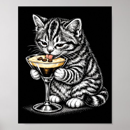 Lustige Katzenkaffee Schwanz Schwarze Tinte Kitten Poster (Vorne)