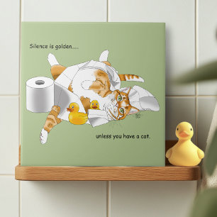 Lustige Katzenklopapierrolle Orange Ingwerkatze Gr Fliese