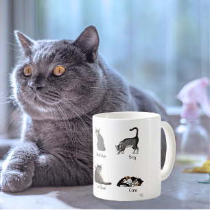 Lustige Katzenkommandos illustrierte Trainingskart Kaffeetasse