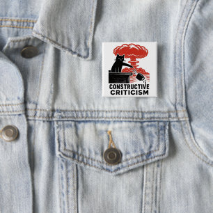 Lustige Katzenkonstruktive Kritik Linolschnitt Mem Button