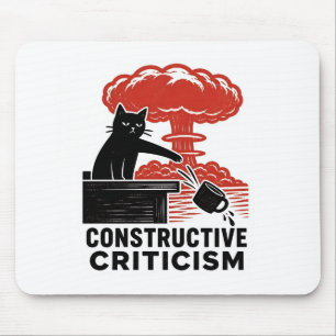 Lustige Katzenkonstruktive Kritik Linolschnitt Mem Mousepad