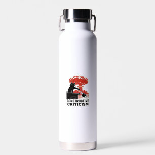 Lustige Katzenkonstruktive Kritik Linolschnitt Mem Trinkflasche