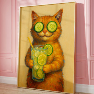 Lustige Katzenkunst, Lustige entspannende Katze Poster
