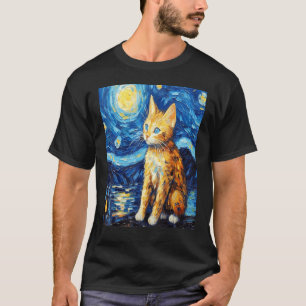 Lustige Katzenkunstmalerei Katzenliebhaber Sternen T-Shirt