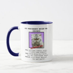 Lustige Katzenleistungsbewertung Benutzerdefiniert Tasse
