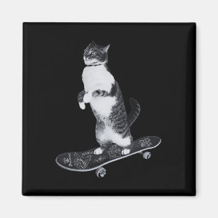 Lustige Katzenliebhaber Skateboard fahrende Katze Magnet