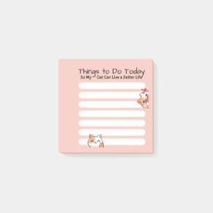 Lustige Katzenliebhaber-To-Do-Liste in Rosa Post-it Klebezettel