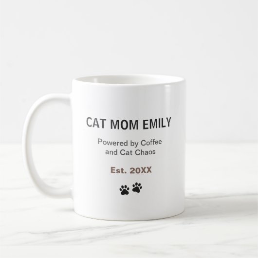 Lustige Katzenmutter personalisierter Becher benut Kaffeetasse (Links)