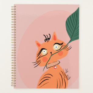 Lustige Katzenpflanzenblatt Cartoon Planer