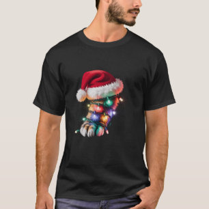Lustige Katzenpfote Weihnachtsmann Hut Weihnachtsb T-Shirt