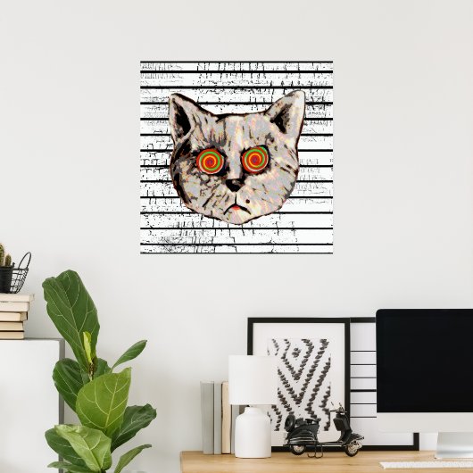 lustige Katzenspiralaugen Poster (Heimbüro)
