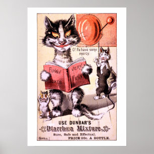 Lustige Katzenwerbung aus der viktorianischen Ära Poster