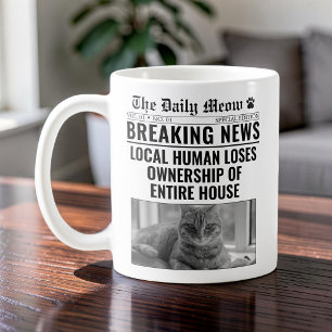 Lustige Katzenzeitung Breaking News Foto Kaffeetasse