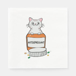 lustige Katzenzitate Antidepressivum Katzenliebhab Serviette