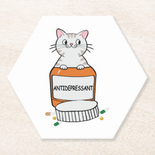 lustige Katzenzitate Antidepressivum Katzenliebhab Untersetzer