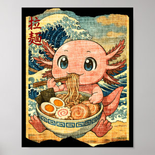 Lustige Kawaii Axolotl Ramen Nudel Schale Japanisc Poster