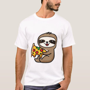 Lustige Kawaii Chibi Faultier mit Pizza � Süße Zei T-Shirt