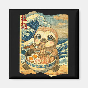 Lustige Kawaii-Faultier-Ramen-Nudel-Schüssel Japan Magnet