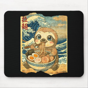 Lustige Kawaii-Faultier-Ramen-Nudel-Schüssel Japan Mousepad