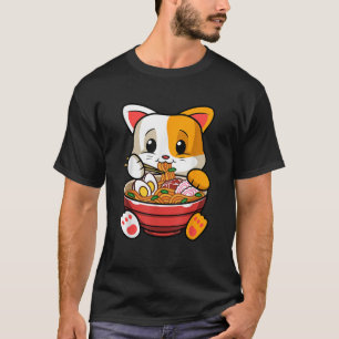 Lustige Kawaii Katze Ramen Japanischer Anime Tierl T-Shirt