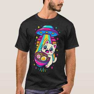 Lustige Kawaii Katze Ramen Ufo japanische Anime Fr T-Shirt