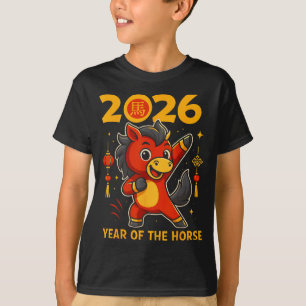 Lustige Kawaii Lunar 2026 Jahr des Pferdes Chinesi T-Shirt