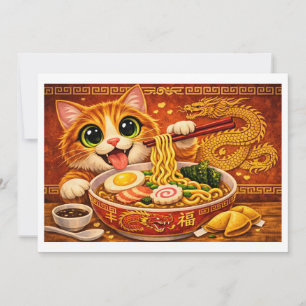 Lustige Kawaii Ramen-Nudel-Katzenkunst Feiertagskarte