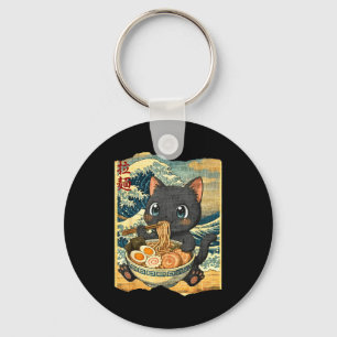 Lustige Kawaii schwarze Katze Ramen-Nudelschale Ja Schlüsselanhänger