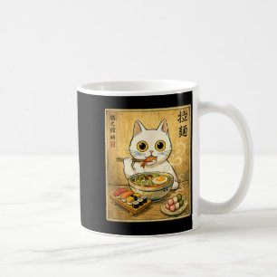 Lustige Kawaii Weiße Katze Ramen Sushi Japanisches Kaffeetasse
