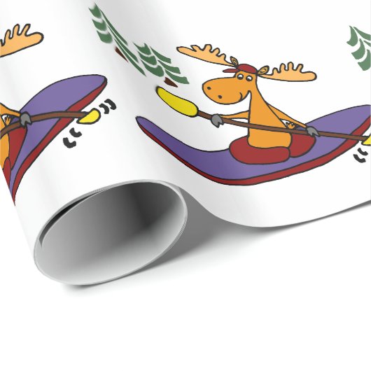 Lustige Kayaking Elche Geschenkpapier (Rolleneckpunkt)