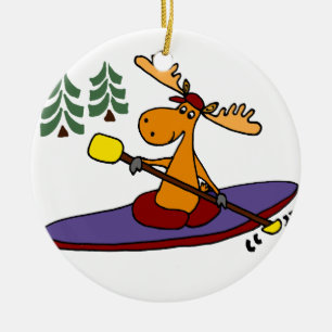 Lustige Kayaking Elche Keramik Ornament