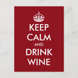 Lustige Keep calm and drink wine Postkarten für di