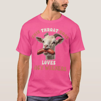 Lustige Kehlkopfziege schluckt saftige Würstchen u T-Shirt
