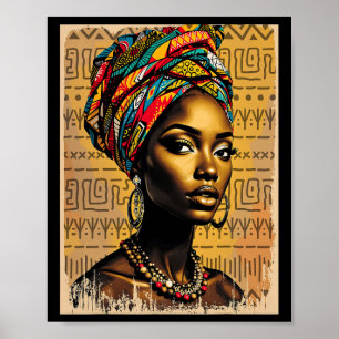 Lustige Kente-Stofftuch für afroamerikanische Frau Poster