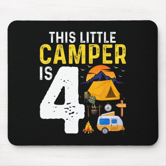 Lustige Kinder 4. Camping-Geburtstag Camper Liebha Mousepad (Vorne)