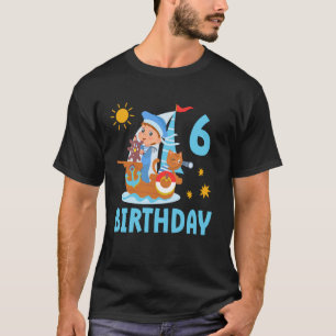 Lustige Kinder 6. Geburtstagsfeier Segelboot Segel T-Shirt