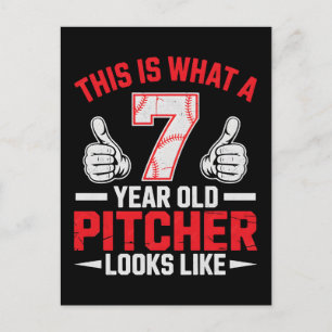 Lustige Kinder Baseball Pitcher Typografie Design Feiertagspostkarte
