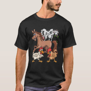Lustige Kinder Bauer Pferd Kuh Huhn Bauernhof Tier T-Shirt