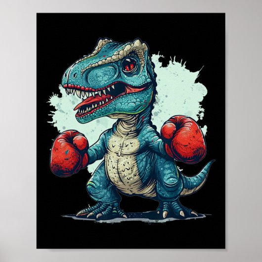 Lustige Kinder boxen Dinosaurier mit Boxhandschuhe Poster (Vorne)
