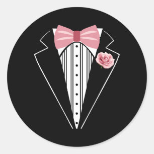 Lustige Kinder Erwachsene Rose Fliege Rosa Boutonn Runder Aufkleber