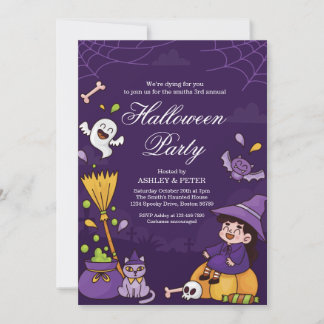 Lustige Kinder Halloween-Party-Einladung Geist Kür Einladung