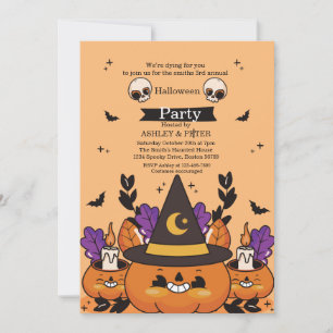 Lustige Kinder Halloween-Party-Geist-Kürbis-Einlad Einladung
