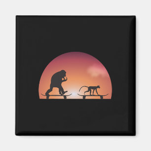Lustige Kinder Jungen Mädchen Skateboard fahren Af Magnet