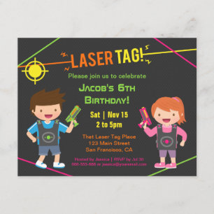 Lustige Kinder-Laser-Tag-Geburtstags-Einladungen Einladung