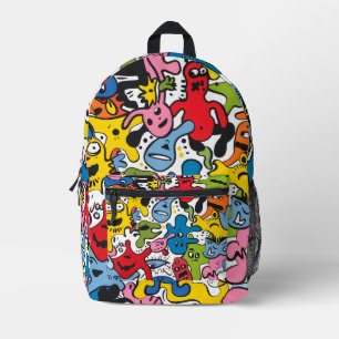 Lustige Kinder-Schultasche mit Doodle-Allover-Prin Bedruckter Rucksack